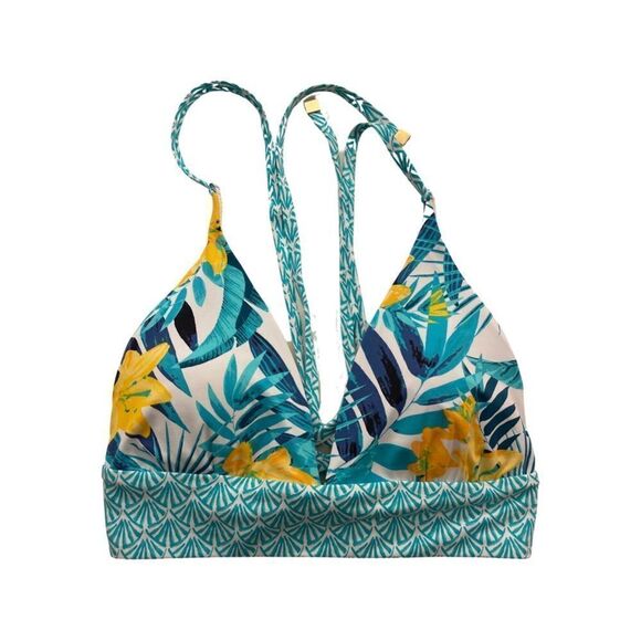 Land’s End Women’s Push-Up Triangle Banded Bikini Tropics Top • Small • NWT - Picture 2 of 5